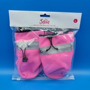 Justice Reflective Booties For Pets Size Large Pink Silver Dogs Cats New Sealed